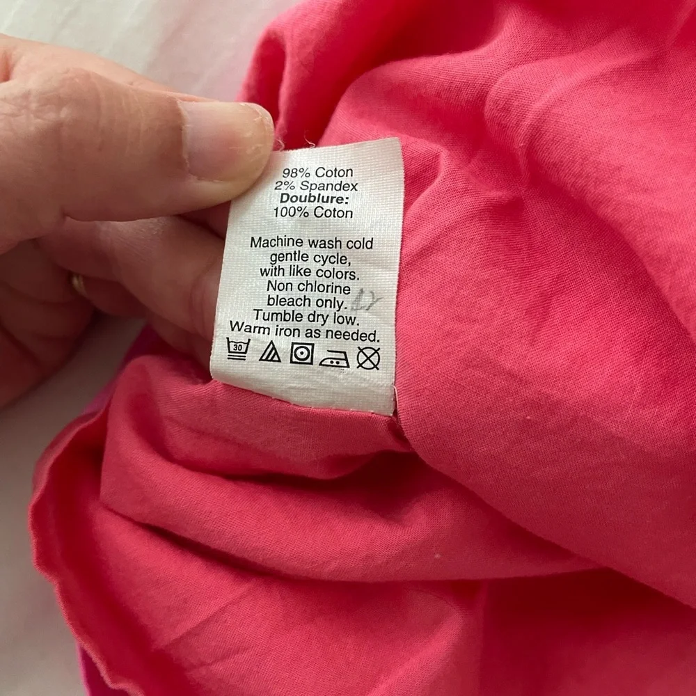 J. Crew Flamenca Neon Hot Pink Strapless Ruffle Cocktail Dress Cotton Sz 6 - Picture 12 of 16